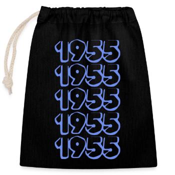 Anniversaire 1955 - Sac cadeau en coton avec cordon (25 x 30 cm) - noir - Devant
