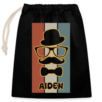Name Aiden - Verschließbarer Geschenkbeutel aus Baumwolle (25x30cm) - Schwarz - Vorne