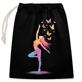 Cadeau Gymnastique - Filles & Enfants - Sac cadeau en coton avec cordon (25 x 30 cm) - noir - Devant