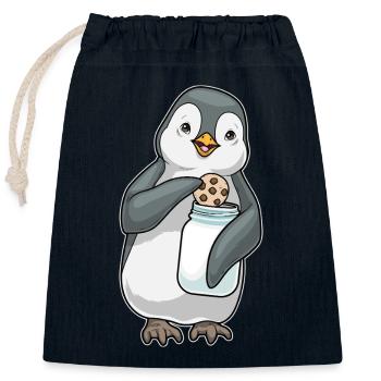 Pinguin Cookie - Verschließbarer Geschenkbeutel aus Baumwolle (25x30cm) - Navy - Vorne