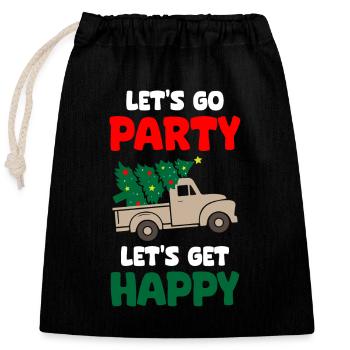Lets Go Party Soyons Joyeux Noël - Sac cadeau en coton avec cordon (25 x 30 cm) - noir - Devant