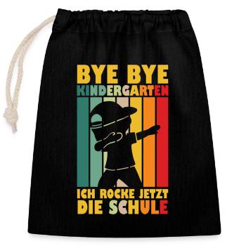 Kindergarten Geschafft Einschulung Kita Abgänger  - Verschließbarer Geschenkbeutel aus Baumwolle (25x30cm) - Schwarz - Vorne
