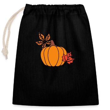 Herbstlicher Kürbis mit Blättern – Cozy Vibes - Verschließbarer Geschenkbeutel aus Baumwolle (25x30cm) - Schwarz - Vorne