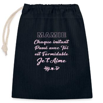 mamie - Sac cadeau en coton avec cordon (25 x 30 cm) - bleu marine - Devant