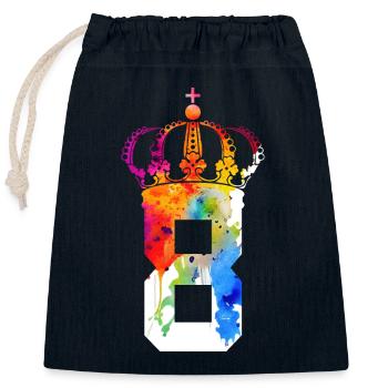KING 8 JAHRE QUEEN 8. GEBURTSTAG - Verschließbarer Geschenkbeutel aus Baumwolle (25x30cm) - Navy - Vorne