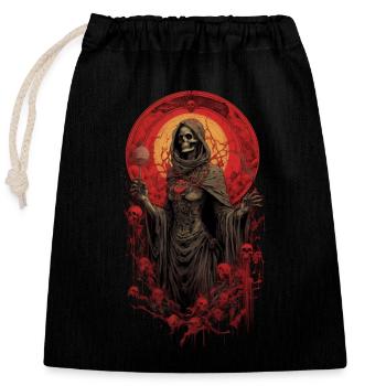 Dame Faucheuse de la Mort, - Sac cadeau en coton avec cordon (25 x 30 cm) - noir - Devant