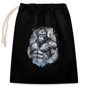 Muscle Gorilla Beats Gym Motivation - Verschließbarer Geschenkbeutel aus Baumwolle (25x30cm) - Schwarz - Vorne