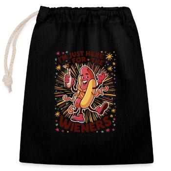 I'm Just Here For The Wieners 4th of July Hot Dog - Closable cotton gift bag (25x30cm) - black - Front