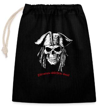 Crâne de pirate 07 2024 B Plan de travail 1 - Sac cadeau en coton avec cordon (25 x 30 cm) - noir - Devant