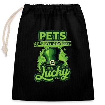 Les animaux de compagnie de la Saint-Patrick font que chaque jour se sent chanceux - Sac cadeau en coton avec cordon (25 x 30 cm) - noir - Devant
