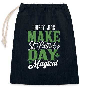 Lively Jigs Make St Patrick's Day Magical - Closable cotton gift bag (25x30cm) - navy - Front