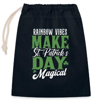 Regenbogen-Vibes machen den St. Patricks Day magisch - Verschließbarer Geschenkbeutel aus Baumwolle (25x30cm) - Navy - Vorne