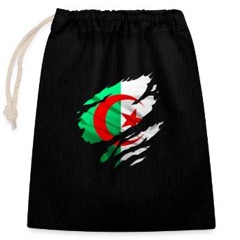 africa algéria country - Closable cotton gift bag (25x30cm) - black - Front