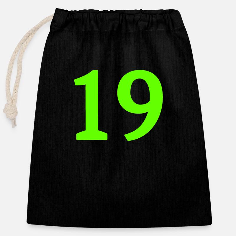 Number 19 - Closable cotton gift bag (25x30cm) - black