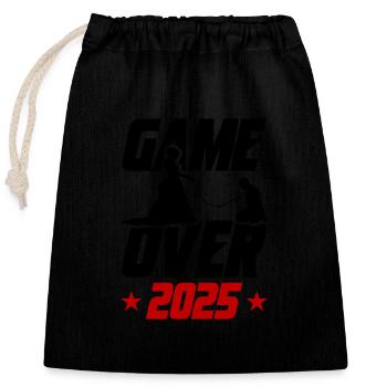 Game Over 2025 Hochzeit Ehe - Verschließbarer Geschenkbeutel aus Baumwolle (25x30cm) - Schwarz - Vorne