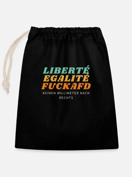 Liberté Egalité FuckAfD - Verschließbarer Geschenkbeutel aus Baumwolle (25x30cm) - Schwarz