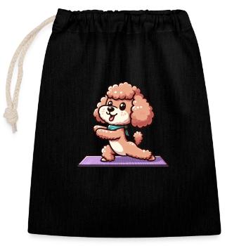 Poodle Yoga Exercises Meditation Training - Closable cotton gift bag (25x30cm) - black - Front