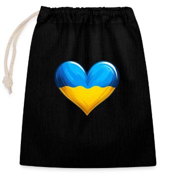 Ukraine Ukrainien Couleurs Coeur Bleu Jaune - Sac cadeau en coton avec cordon (25 x 30 cm) - noir - Devant