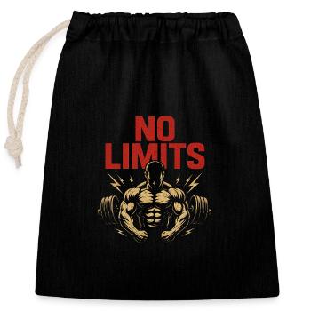 No Limits – Kraft und Stärke - Verschließbarer Geschenkbeutel aus Baumwolle (25x30cm) - Schwarz - Vorne