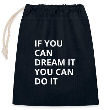 Dream Implementation Motivation Typo - Closable cotton gift bag (25x30cm) - navy - Front