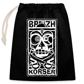 Tiki Breizh Korser - Sac cadeau en coton avec cordon (25 x 30 cm) - noir - Devant