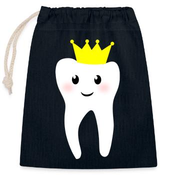 Dent avec couronne - Sac cadeau en coton avec cordon (25 x 30 cm) - bleu marine - Devant