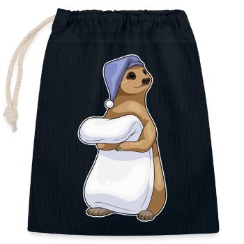 Couverture de couchage en suricate - Sac cadeau en coton avec cordon (25 x 30 cm) - bleu marine - Devant