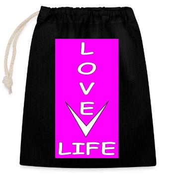 Vie amoureuse - Sac cadeau en coton avec cordon (25 x 30 cm) - noir - Devant