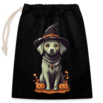 Midnight Witches Dog Cute Halloween Pet - Closable cotton gift bag (25x30cm) - black - Front
