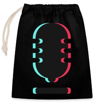 Microphone Logo - Closable cotton gift bag (25x30cm) - black - Front