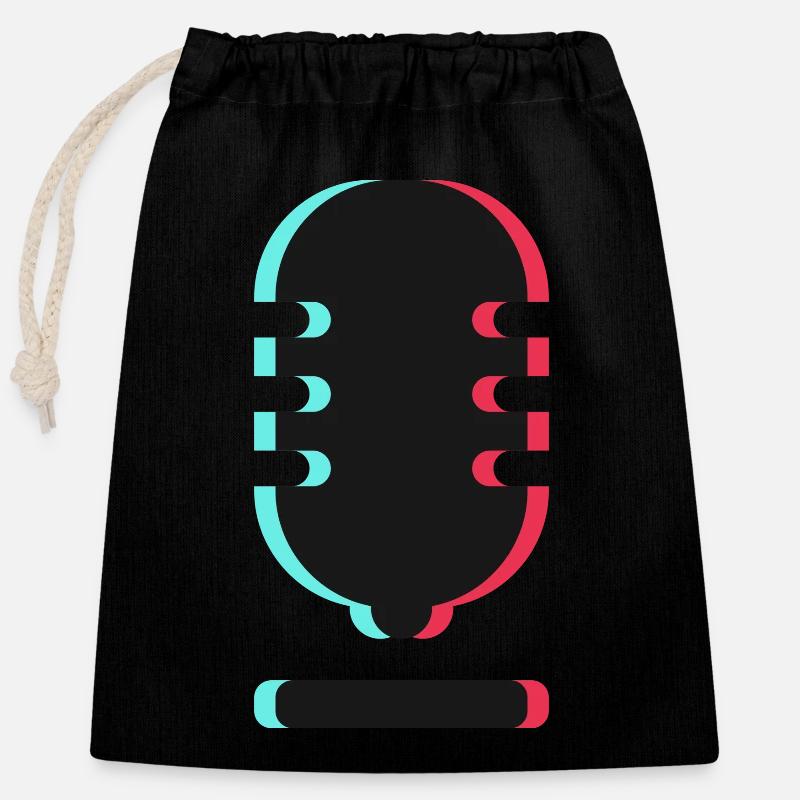 Microphone Logo - Sac cadeau en coton avec cordon (25 x 30 cm) - noir