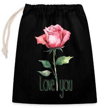 Love you - Closable cotton gift bag (25x30cm) - black - Front