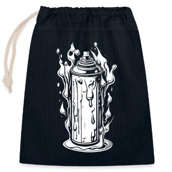 Comic Sprühdose mit Tropfen und Flammen - Verschließbarer Geschenkbeutel aus Baumwolle (25x30cm) - Navy - Vorne