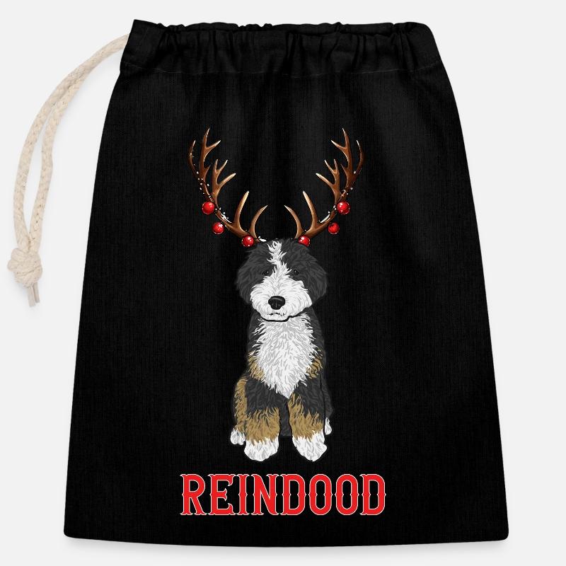 Bernedoodle Hund - Verschließbarer Geschenkbeutel aus Baumwolle (25x30cm) - Schwarz