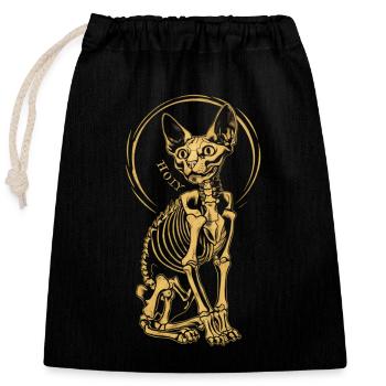 Katze Sphinx Skelett Tattoo - Verschließbarer Geschenkbeutel aus Baumwolle (25x30cm) - Schwarz - Vorne