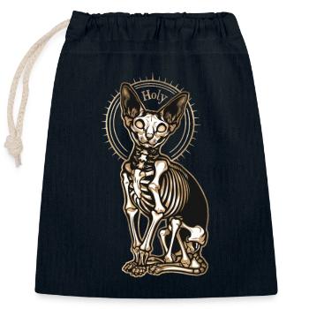 Katze Sphinx Skelett Tattoo - Verschließbarer Geschenkbeutel aus Baumwolle (25x30cm) - Navy - Vorne