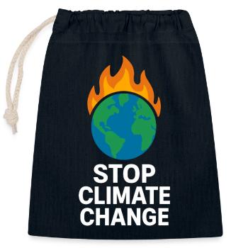 Stop Climate Change T-Shirt – Environmental Protection Protest - Closable cotton gift bag (25x30cm) - navy - Front