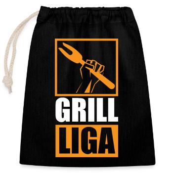 Grill Liga / Lustiges BBQ Design, Grillen - Verschließbarer Geschenkbeutel aus Baumwolle (25x30cm) - Schwarz - Vorne