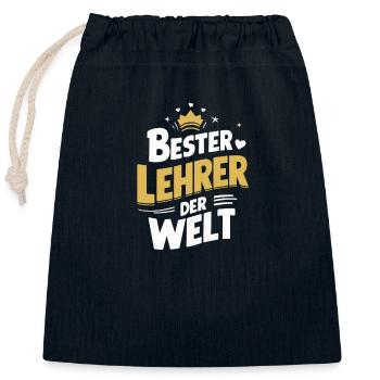Bester Lehrer Welt Dankeschön Präsent - Verschließbarer Geschenkbeutel aus Baumwolle (25x30cm) - Navy - Vorne