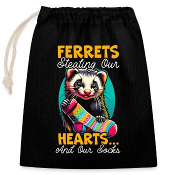 Drôle d’amant furet belette mammifère animal - Sac cadeau en coton avec cordon (25 x 30 cm) - noir - Devant