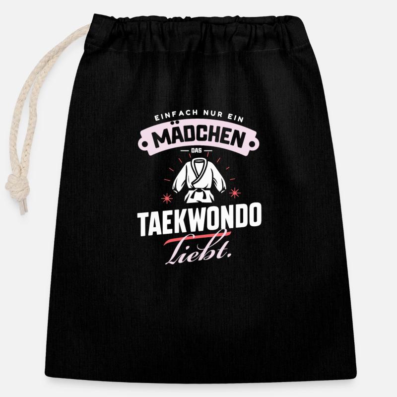 Nur ein Mädchen, das Taekwondo-Sport liebt - Verschließbarer Geschenkbeutel aus Baumwolle (25x30cm) - Schwarz