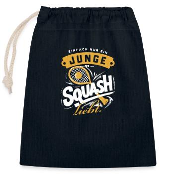 Junge, der Squash spielen liebt - Verschließbarer Geschenkbeutel aus Baumwolle (25x30cm) - Navy - Vorne