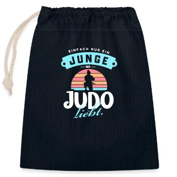 Junge, der Judo liebt - Verschließbarer Geschenkbeutel aus Baumwolle (25x30cm) - Navy - Vorne