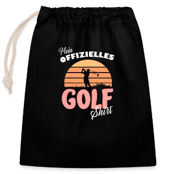 Golf-Shirt Offiziell Golfer Outfit Geschenkidee - Verschließbarer Geschenkbeutel aus Baumwolle (25x30cm) - Schwarz - Vorne