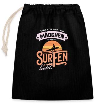 Mädchen Surf-Liebe Surfboard Wellen Geschenk - Verschließbarer Geschenkbeutel aus Baumwolle (25x30cm) - Schwarz - Vorne