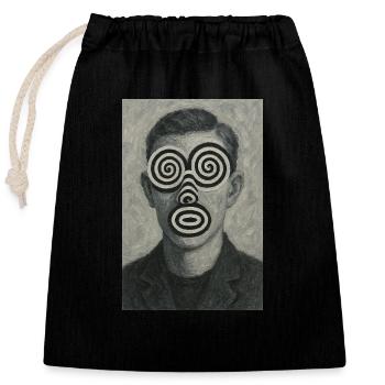 Illusion d’optique du visage - Sac cadeau en coton avec cordon (25 x 30 cm) - noir - Devant