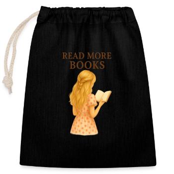 Read More Books – Illustration für Buchliebhaberin - Verschließbarer Geschenkbeutel aus Baumwolle (25x30cm) - Schwarz - Vorne