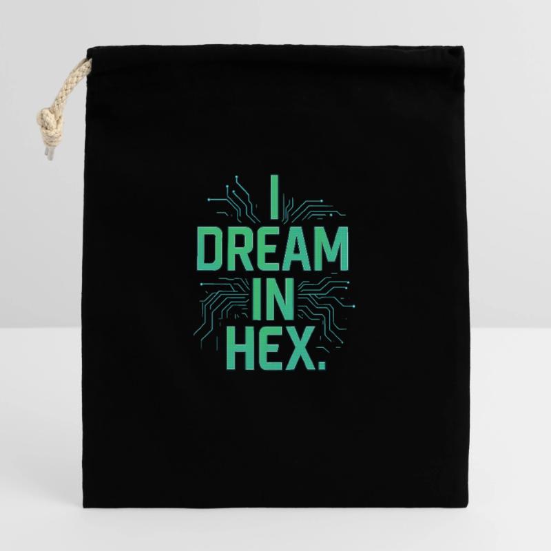 I Dream in Hex – Nerdy Coder T-Shirt for Devs Closable cotton gift bag (25x30cm)