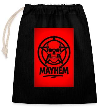 Mayhem Letters&Skull Logo - Verschließbarer Geschenkbeutel aus Baumwolle (25x30cm) - Schwarz - Vorne