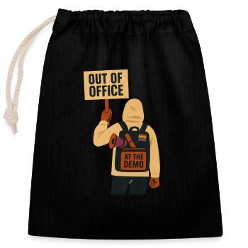 Out of Office, on the demo. - Closable cotton gift bag (25x30cm) - black - Front